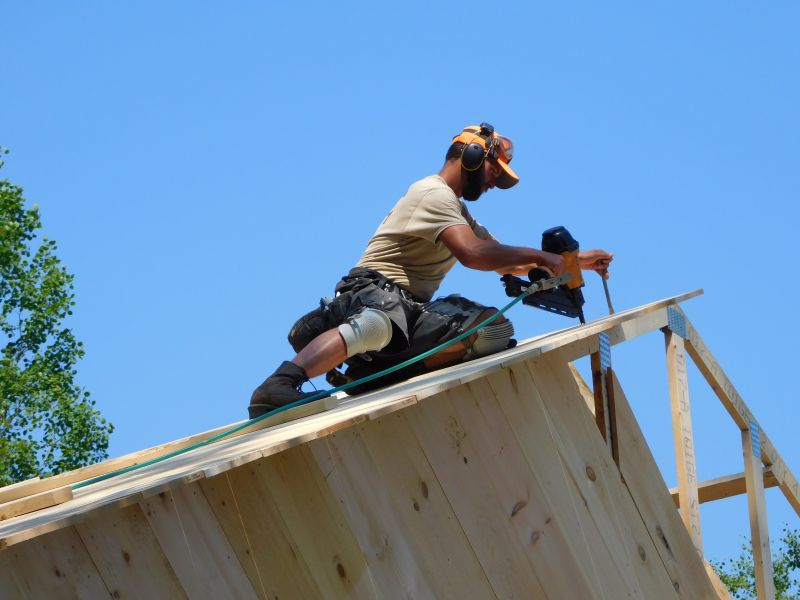 Since Habitat volunteers typically aren’t allowed to work on roofs due to the job’s potential danger, Sonnenmoser works as a contractor for Artisan Builders on that part of the build.