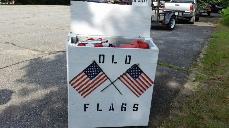 The Legion is also accepting discarded American flags at their recycling bin. (Photo by Sarah Shepherd)