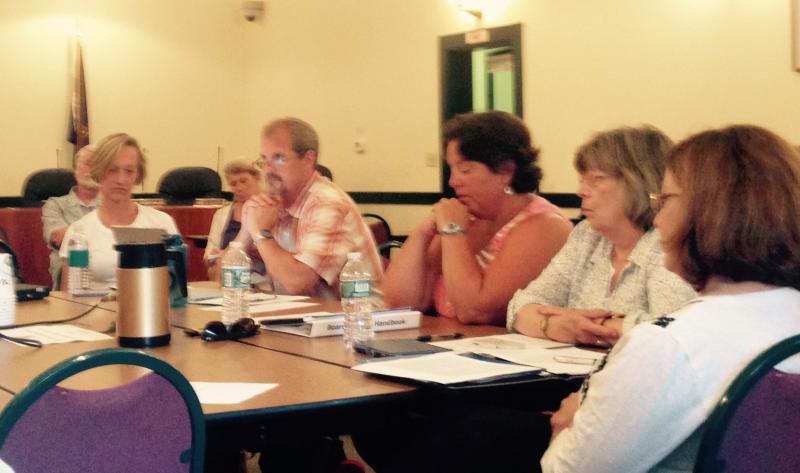 Camden-Rockport School Board members Becky Flanagan, Pete Orne, Superintendent Maria Libby, Marcia Dietrich and Lynda Chilton.