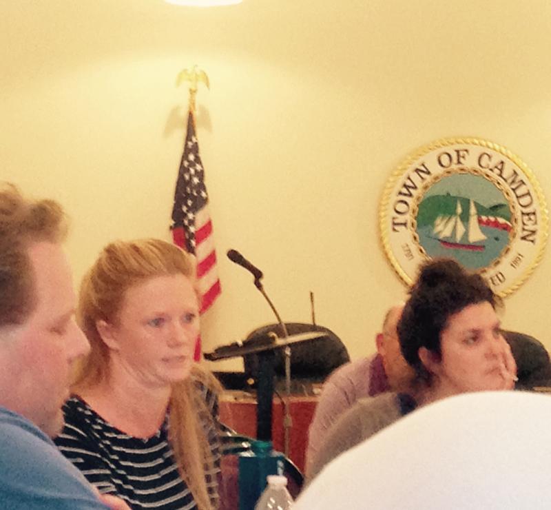 School Board Chairman Matt Dailey, with Camden Select Board members Alison McKellar and Jenna Lookner, Aug. 9.