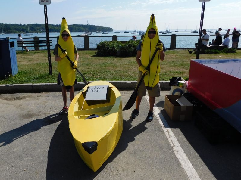 Isaac and Brendan pose with their boat. (left to right)
(photo by Erica Thoms)
