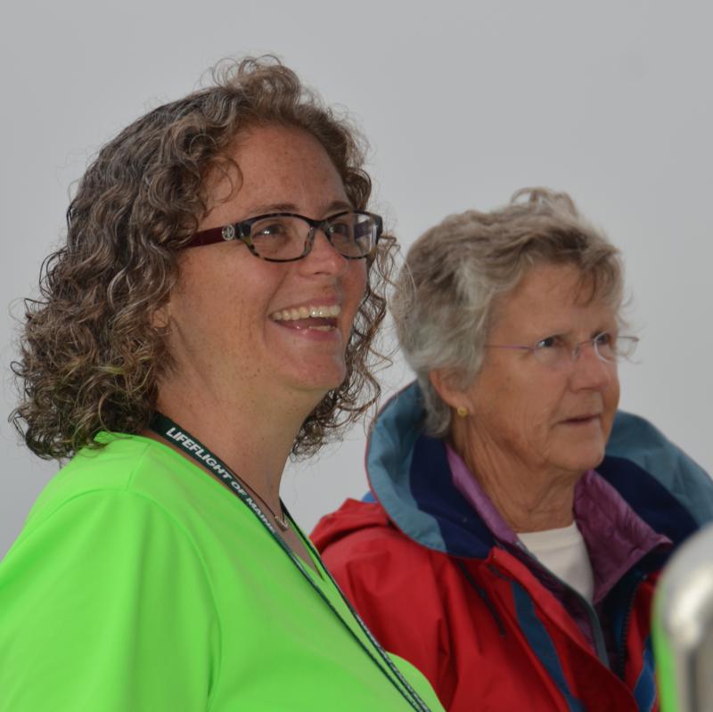 Melissa Arndt and Dale Bruce volunteer their time, boat and energy. (Photo by Lynda Clancy)
