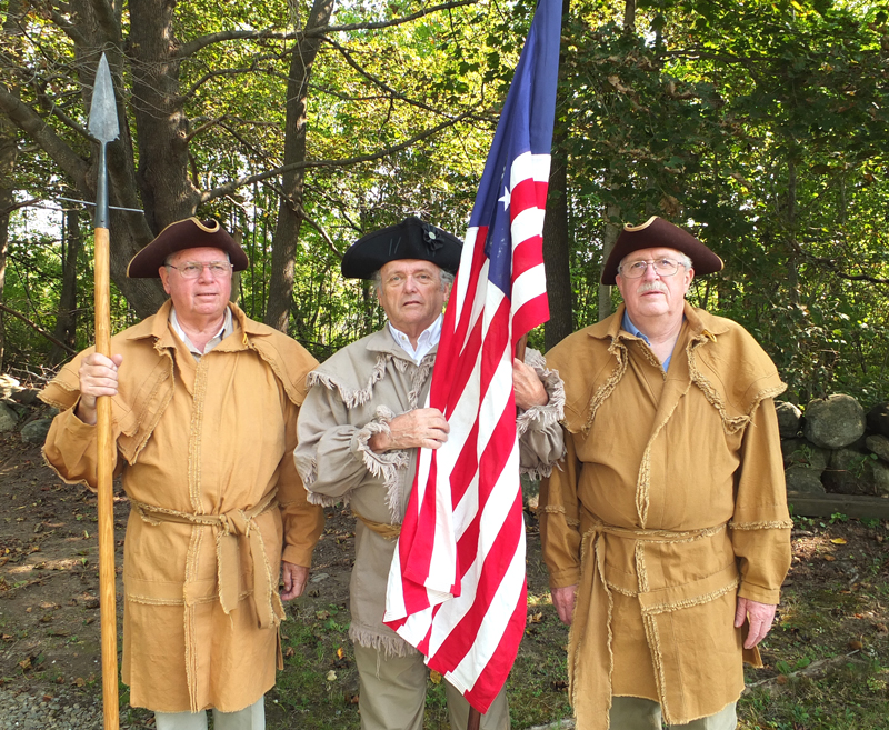 Clyde Berry, Wayne Mallar and Dana Perkins of the Sons of the American Revolution.
