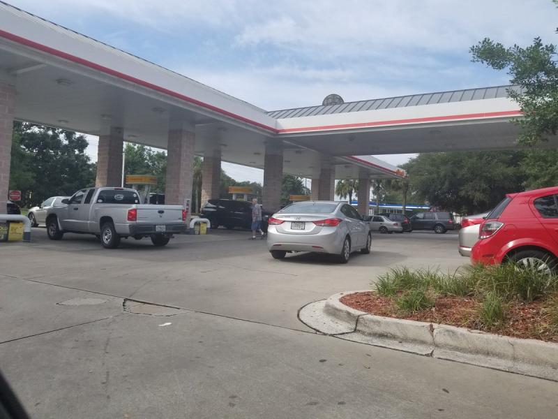 People gassed up cars Tuesday, Sept. 5 ahead of Hurricane Irma in Gainesville, Florida. (Courtesy Joshua Wilson)