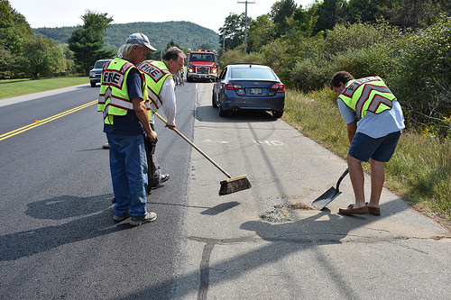 Rockport firefighters clean up the accident scene. (Photo by Royan Bartley/Rockport Fire Department)