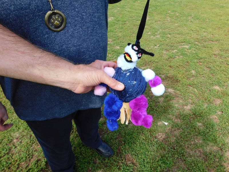 Bruce Metrick shows Penny’s pursuer, a member of the fictional army, the Blue Meanies. (photo by Erica Thoms)