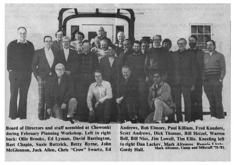 F. Danby Lackey III, known affectionately as “Dan,” is pictured with the Chewonki Board of Trustees in this 1981 photograph. (Photo courtesy of Chewonki)