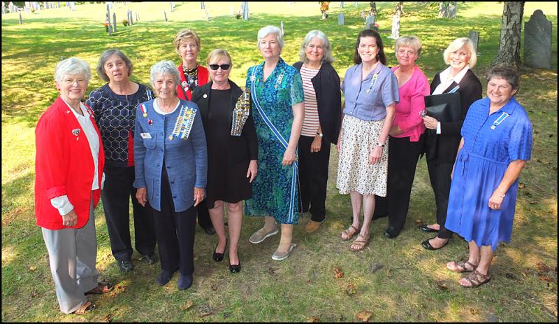 Local, state and national members of Daughters of the American Revolution. Suzy Shaub, Helen Shaw, Betty Crockford, Cheryl Swift, Mary Kay Felton, Elizabeth Hotchkiss, Mary Kelly, Anne Maurais, Susan Devlin, Susan Freeman and Sandra Caron
