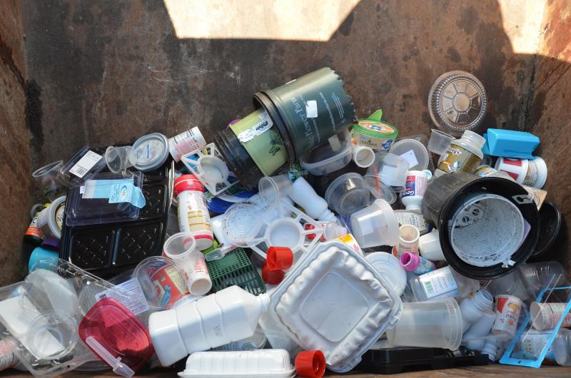Don’t put No. 1 plastic in this bin. This is for No. 3-7 plastic