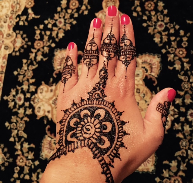 Intricate symmetrical designs on the back of the hand symbolize defense and protection. (Photo courtesy Saadiya Boutote)
