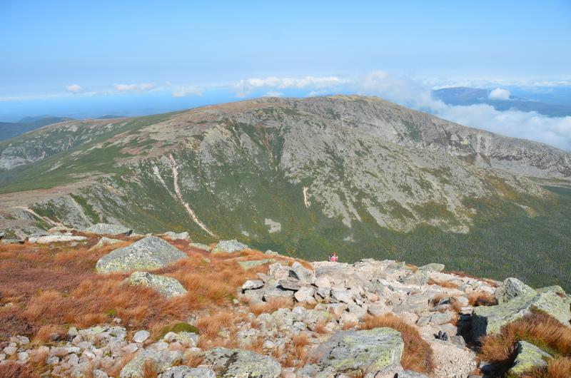 A view toward the northeast, with the Saddle Trail slide in the distance on the curve of the mountain. (Photo by Lynda Clancy)
