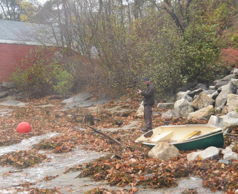 Goodie’s Beach, with a boat washed up on it. (Photo by Lynda Clancy)
