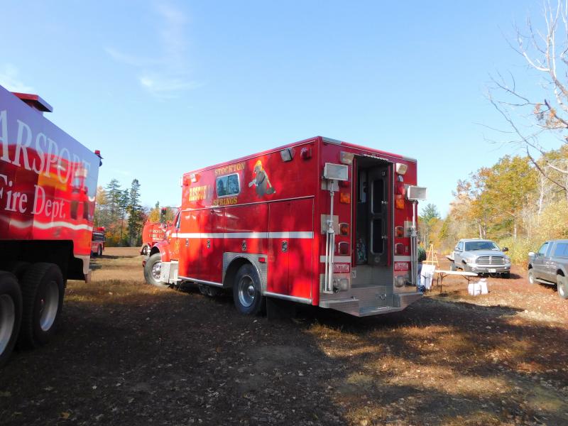 Fire trucks on Moody Road. (photo by Erica Thoms)