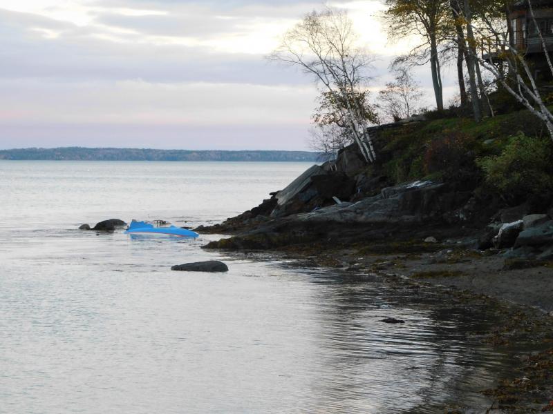 A vessel sits capsized following the storm Oct. 30 (photo by Erica Thoms)