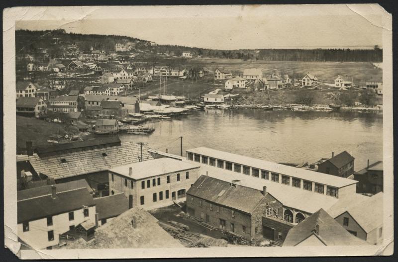 Camden waterfront circa 1906, showing the Camden Anchorworks factory on the site of the current Public Landing.