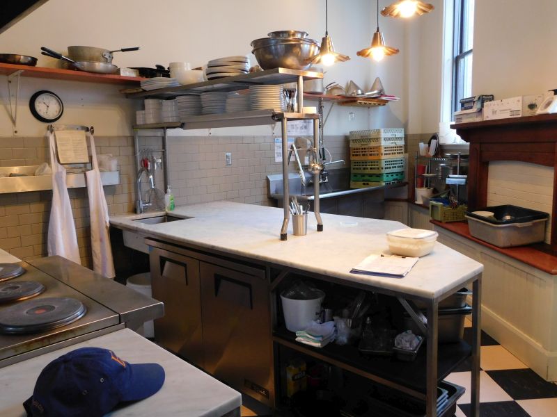Ondine’s kitchen, which is separate from the restaurant’s prep kitchen, located downstairs. (photo by Erica Thoms)