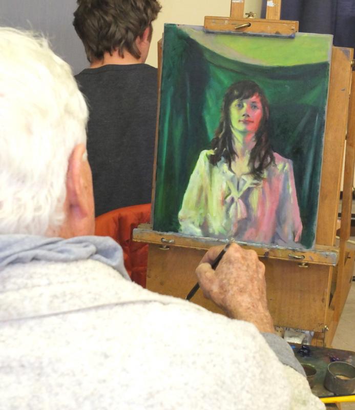 John Wood of Rockland works on his portrait