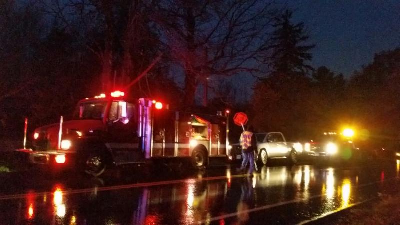 Rockport Firefighters directed traffic in both directions on Old County Road. (Photo by Sarah Shepherd)