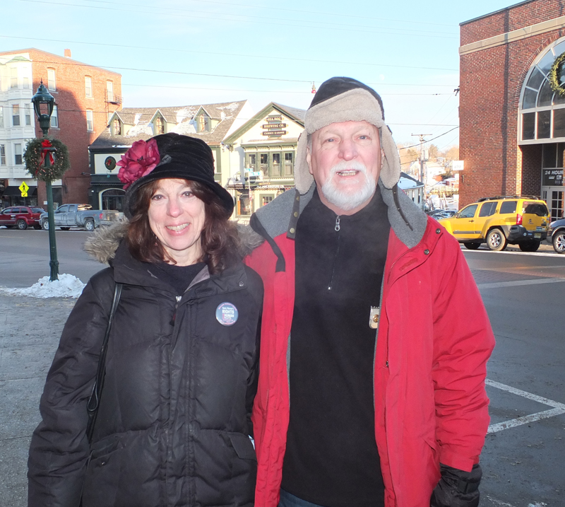 Sidewalk couple: Mary Kruger and Robert Dancik. Lots of layers and keep moving. And keep warm thoughts added Robert.