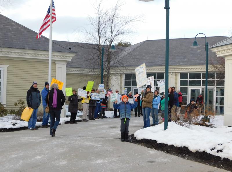 A group of Fulford supporters lines the path into the Hutchinson Center. (photo by Erica Thoms)