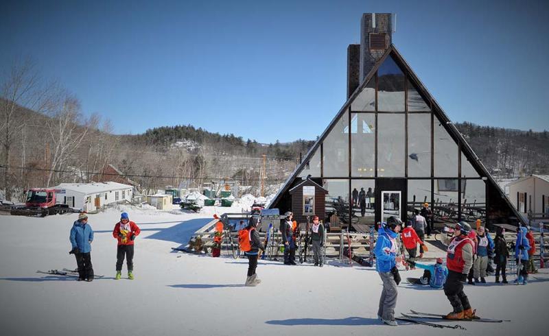 Snowboarding at Camden Snow Bowl