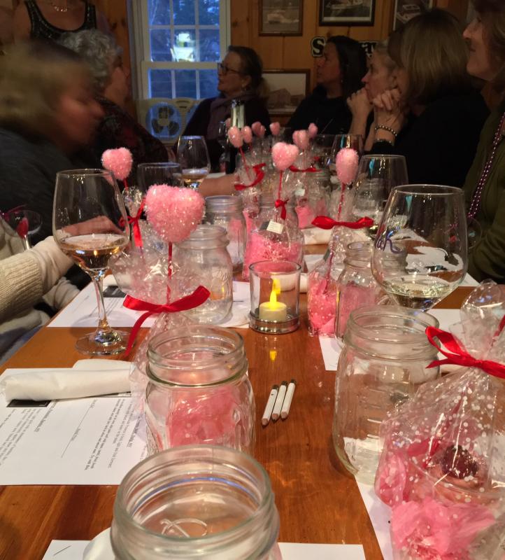 The table was set for 14 women who attended the bubbly tasting on Jan. 27. SUZI THAYER/Boothbay Register