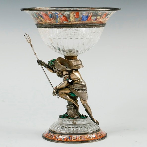 Viennese gilt 900-silver and rock crystal compote. Courtesy of Thomaston Place Auction Galleries