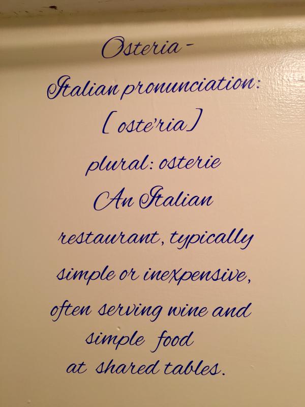 Sign in the Damariscotta restaurant, Osteria Bucci. SUZI THAYER/Boothbay Register