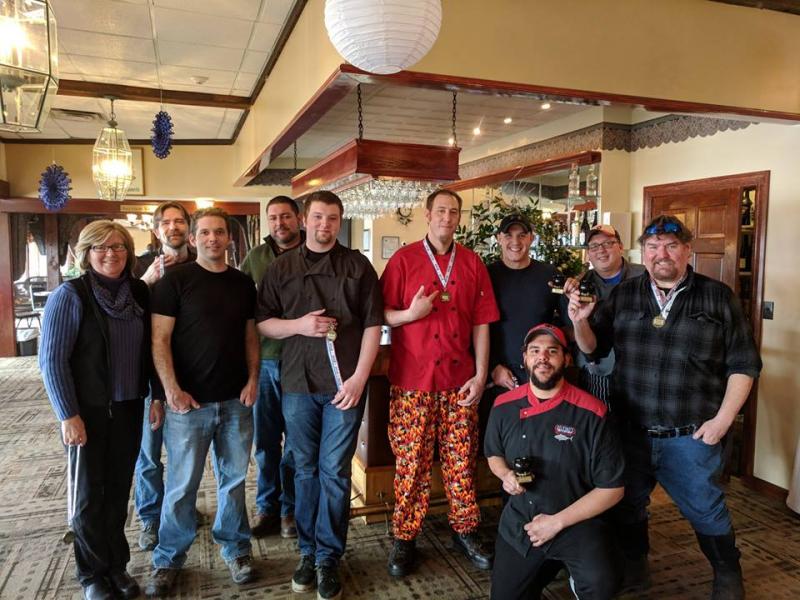 Chili Cook Off participants pose at the Wentworth Event Center in Belfast, where the competition took place. (photo courtesy of the Belfast Chamber of Commerce)
