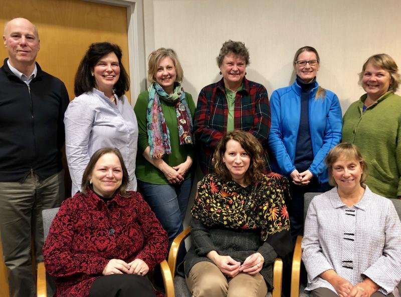 MC's Nonprofit Advisory Council includes representatives (some pictured here) from UMC’s grantee agencies across Knox and Waldo counties. The council is a key element of UMC's new strategic plan and reflects the organization’s commitment to shared decision-making. L-R: Back Row - Mike Rich, Waldo County Dental Care; Meg Klingelhofer, Habitat for Humanity of Waldo County; Carrie Sullivan, Restorative Justice Project; Pinny Beebe-Center, State Representative and board member of many local nonprofits; Liz Jenkins, AIO Food Pantry; Jeanne Dooley, OUT Maine. Front Row - Sue diRosario, MCH, Inc.; Michelle Mannion, New Hope for Women; Deborah Meehan, University College at Rockland.