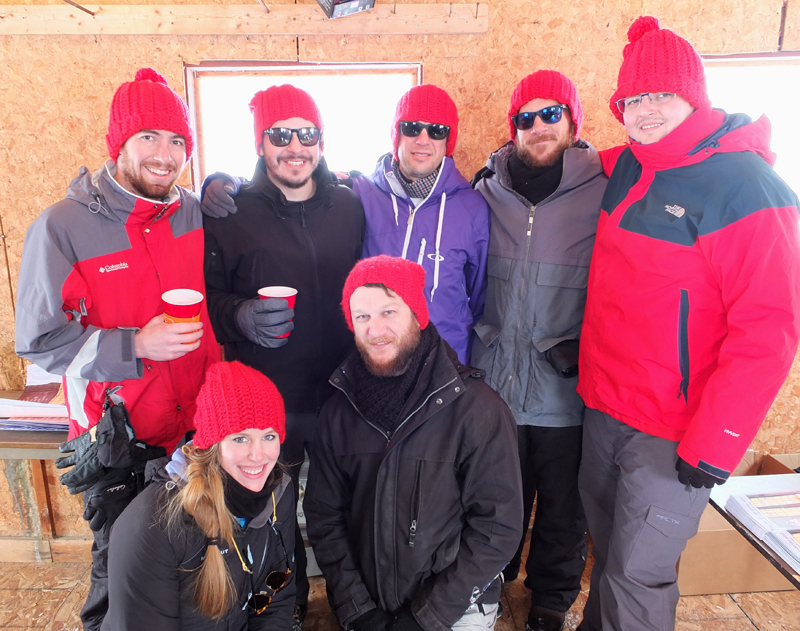 Team Goodbye Horses and team Clay, Clay Can’t Sled: Leslie Ann Horst (New Orleans, LA.), Jeff Digiovanni (New Orleans, LA.), Jared Smedley (Baton Rouge,LA.), Jameson Wheatley (Detroit, MI.), Clay Adams (New Orleans, LA.), Matt Knitns (New Orleans, LA.) and Matthew Livingston (Fort Worth, Texas.).