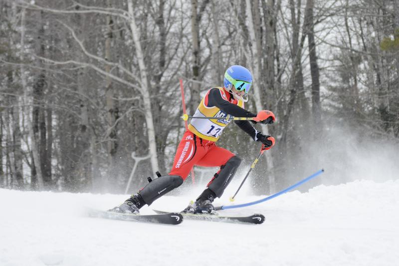 Lucas Fisher during the KVAC Alpine Ski Championship on Saturday, Feb. 10 in Farmington. (Courtesy Becky Lowe)