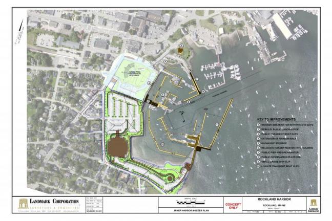 Early concept design of Yachting Solution’s proposed marina expansion. This design includes an amphitheater in Harbor Park. The amphitheater is not part of the project, and is not currently being considered by the City, according to City Manager Tom Luttrell.