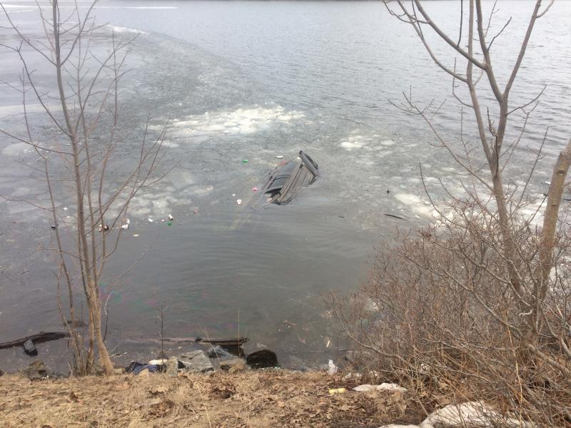 The Jeep, submerged in the lake. (Photo courtesy Andre LeBlond)