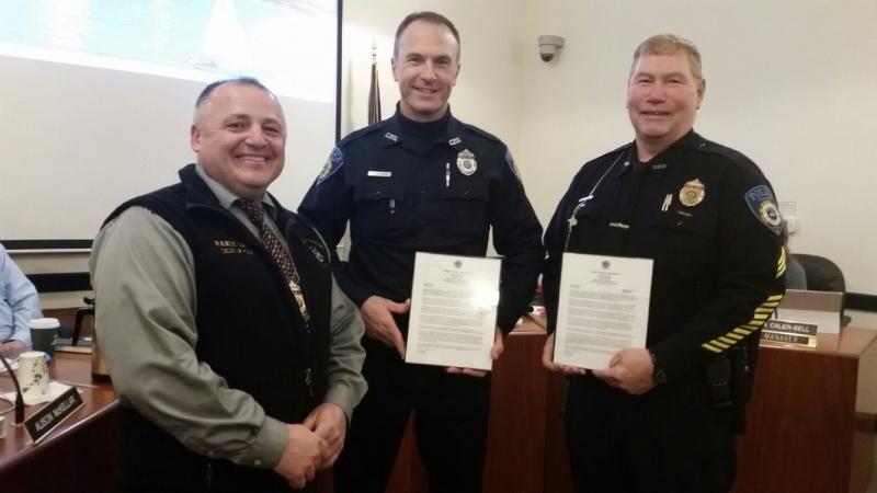 Camden Police Chief Randy Gagne with Officer Chris Hansen and Sgt. Dan Brown.