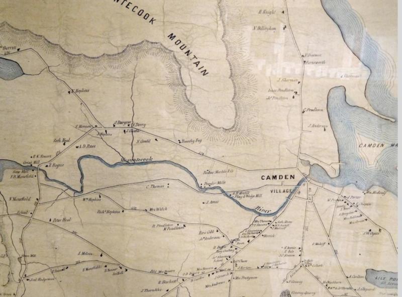 Megunticook River. Old Map of Camden courtesy of the Walsh History Center