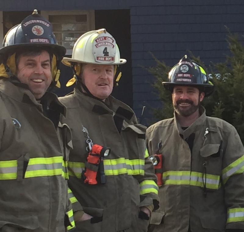Lincolnville firefighters Todd Young, Don Fullington and Andrew Hazen.