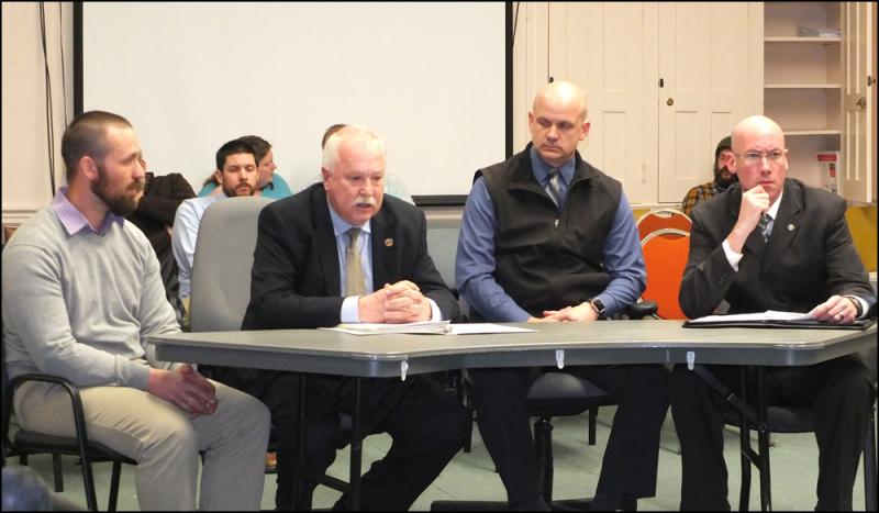 Oceanside High School Assistant Principal Jesse Bartke, Rockland Police Chief Bruce Boucher, Chief Deputy Tim Carroll of Knox County Sheriff's Office and Rockland Deputy Police Chief Christopher Young gave information and answered questions for the RSU board Thursday night.