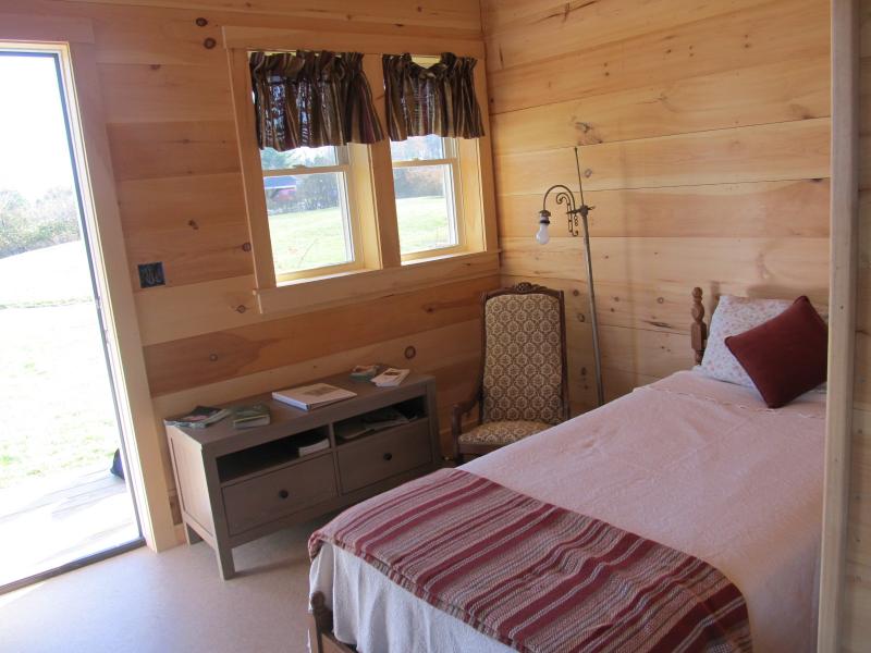 Inside the one Tiny Haven at the Hospitality House campus on Old County Road in Rockport, built in Spring 2017. (Photo by Kay Stephens)