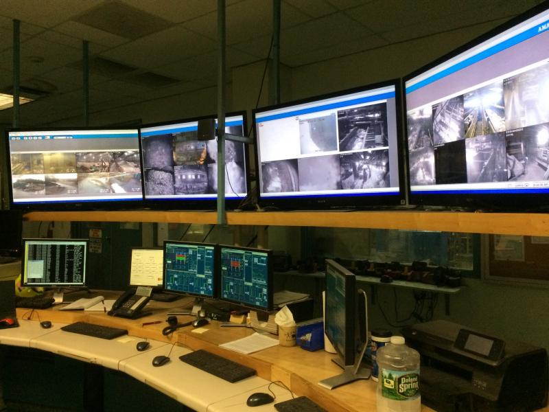 Control room at PERC, and the “Terminator” trash shredder (Photo courtesy Eva Murray)