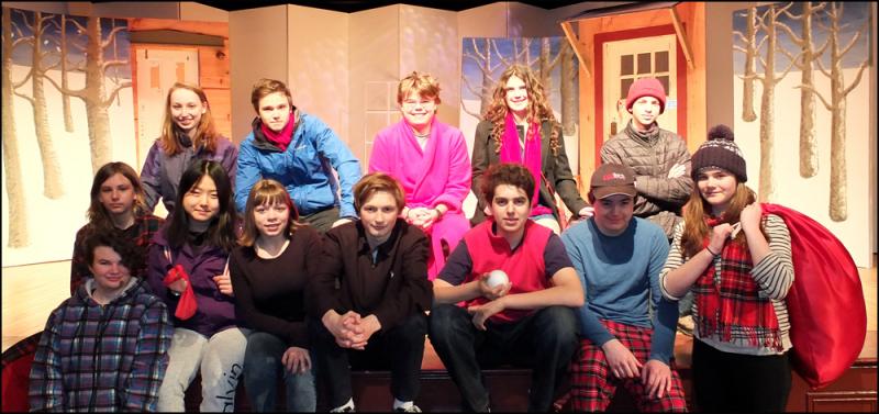 Watershed’s student cast for “Almost, Maine” in no particular order. Isaiah Doble, Aly Anderson, Eli Moore, Meiyue Liu, Nigel Wilton, Rachel Sizeler-Fletcher, Eli Moore, Morgan Macdougal, Christian Ray, Daniel Snider, Caleb Edwards, Hallie Arno Macdougal, Alex Facq, Emma Wilton and Caleb Edwards. Missing from the cast photo is Mara Carpenter.