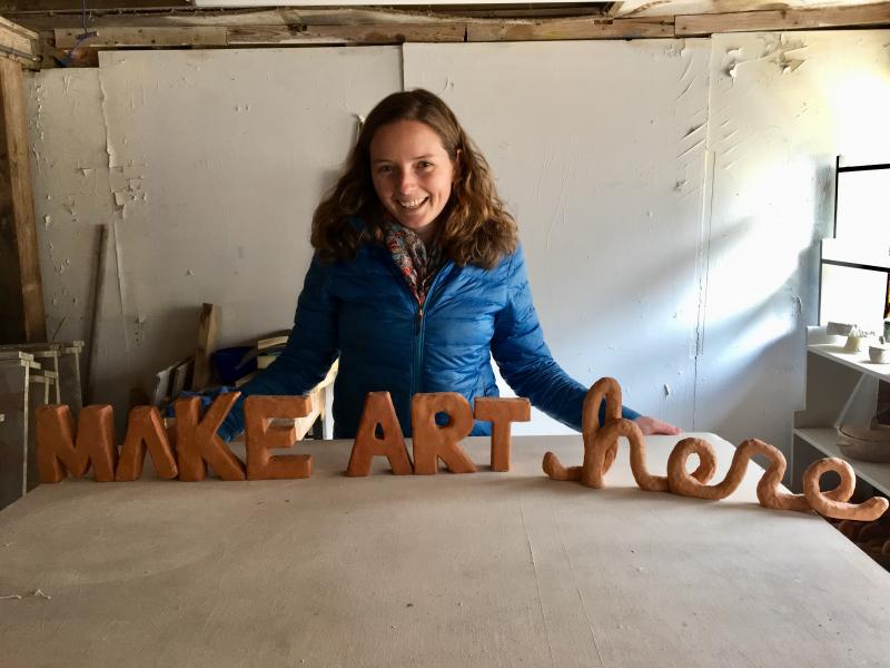 Juliette Walker in her studio space at the Watershed Center for the Ceramic Arts in Newcastle. SUZI THAYER/Boothbay Register