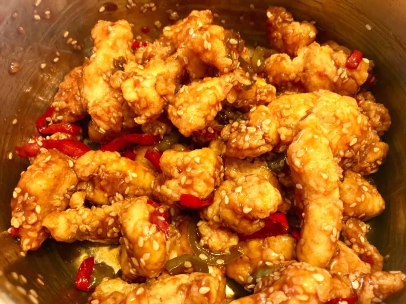 This crispy sesame chicken with a sticky Asian sauce is as ridiculous as it looks. SUZI THAYER/Boothbay Register