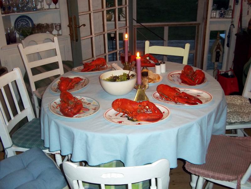 One of hundreds of lobster feeds over the years at the cottage. SUZI THAYER/Boothbay Register