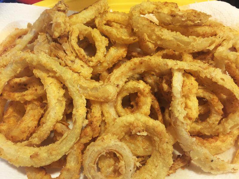 These onion rings are totally awesome, and ridiculous! SUZI THAYER/Boothbay Register