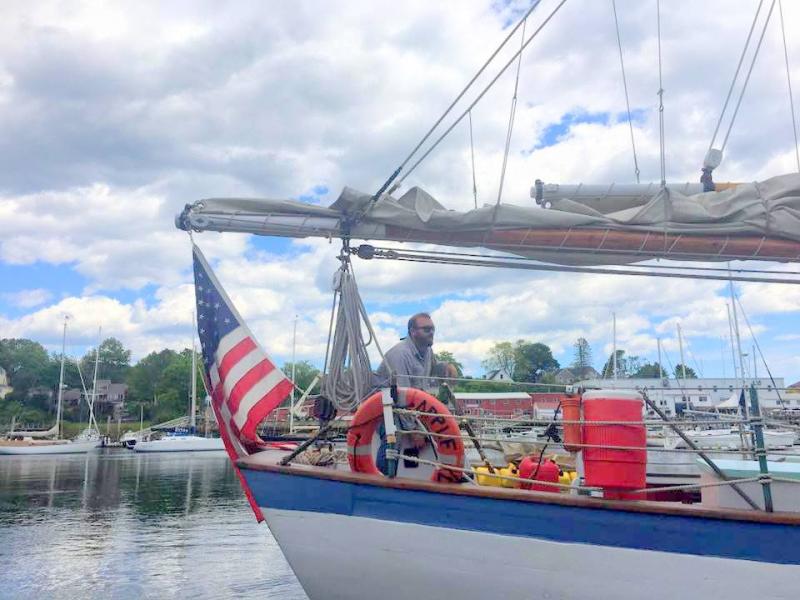 Capt. Matt Newton deftly maneuvers Appledore to the dock.