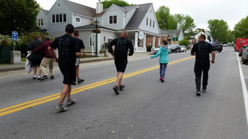Graham (far left) leads the runners with his father, Sherwood. (Photo by Sarah Shepherd)