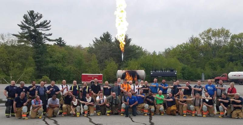 Students of the three-day course pose for a picture at the Fire Academy in Stow, Massachusetts. (Photo courtesy of the Propane Gas Association of New England)