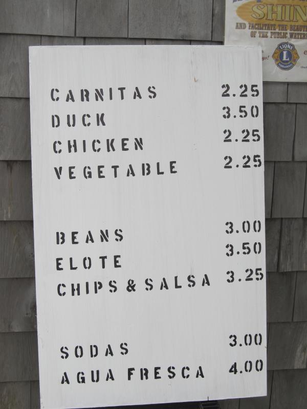 The simple menu. (Photo by Kay Stephens)