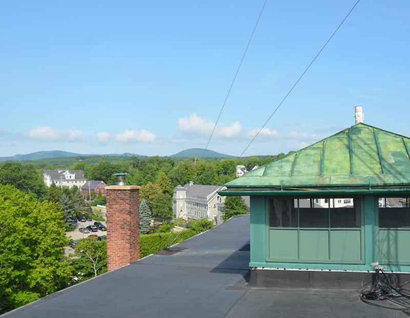 The old stage vent, which now houses the building’s air conditioning unit. It is thought that opera houses had vents built on the roof, in case there were fires on the stage — from theater acts involved flames.